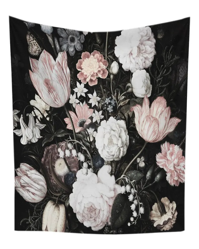 Новая распродажа настенный цветочный гобелен с черными цветами красивый цветок