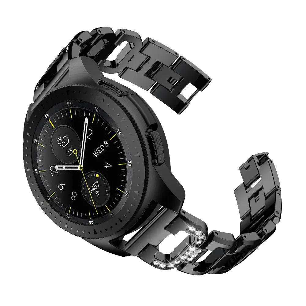 S3 роскошный браслет из нержавеющей стали со стразами для Samsung Galaxy Watch 46 мм Смарт