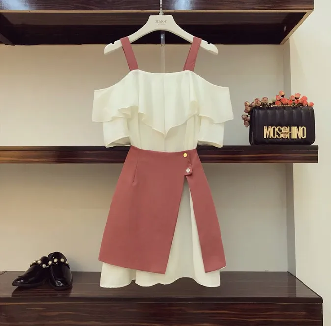 Женский костюм из двух предметов летняя блузка с вырезом лодочкой и высокой