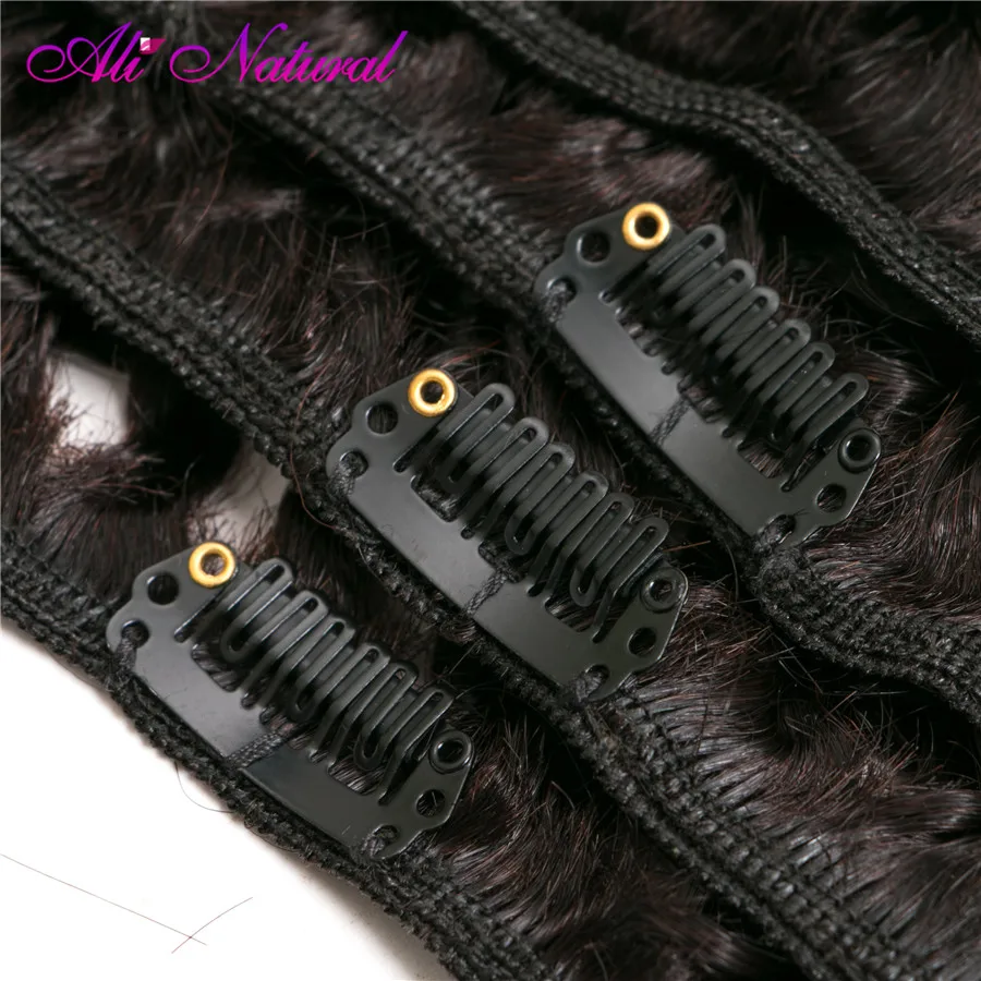 Ali Natural Mongolian Kinky Curly Clip In Human Hair Extensions 10 Pcs/Set Clips 4B 4C Pattern Machine Made Non Remy |