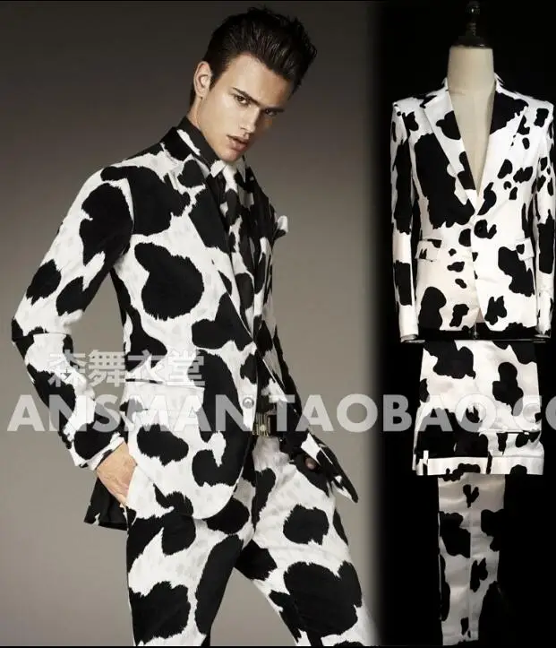 

2022 Men's New Singer DJ Nightclub Slim Fashion Mantianxing Ink Flower Suit Plus Size Singer Costumes Stage Formal Dress Clothin