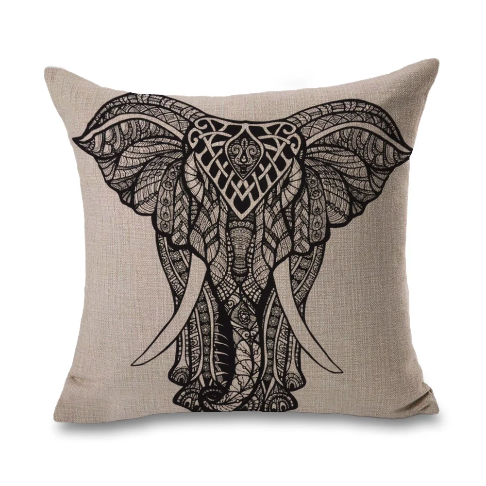 Поп-арт хиппи Слоны иллюстрация Подушка евро покрытие декоративный массажер