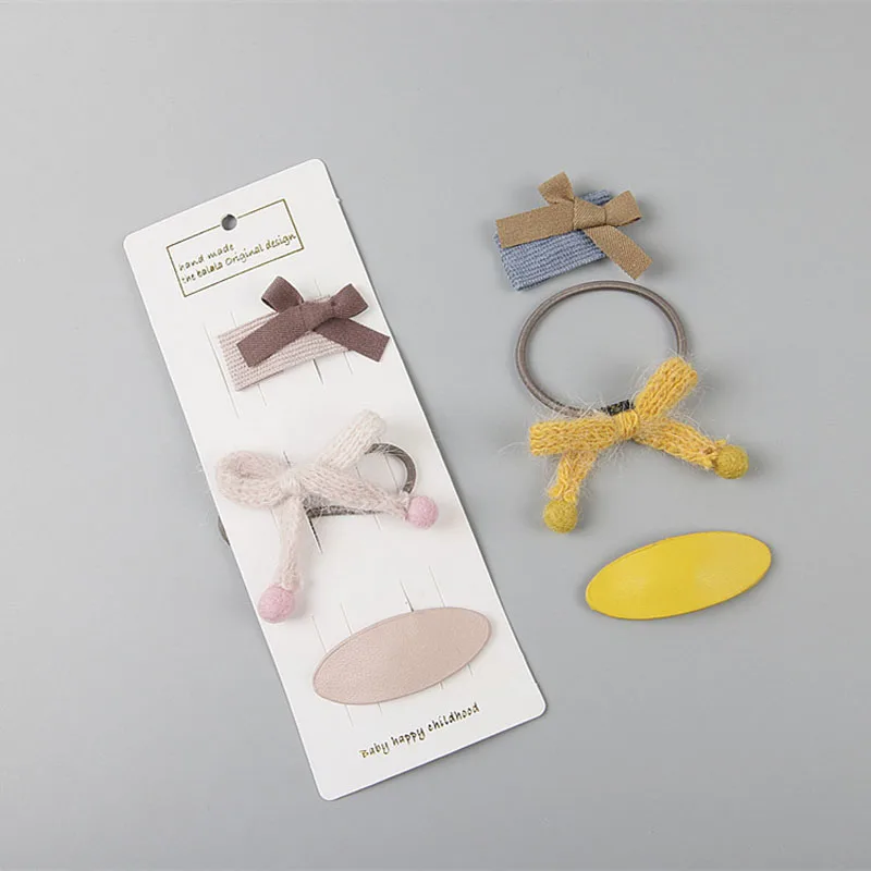 3pcs/card Fashion Hair Accessories For Baby Girls Wool Hairbands Butterfly Bow Hairpins Hairgrips Cute Kids Children Barrettes | Детская