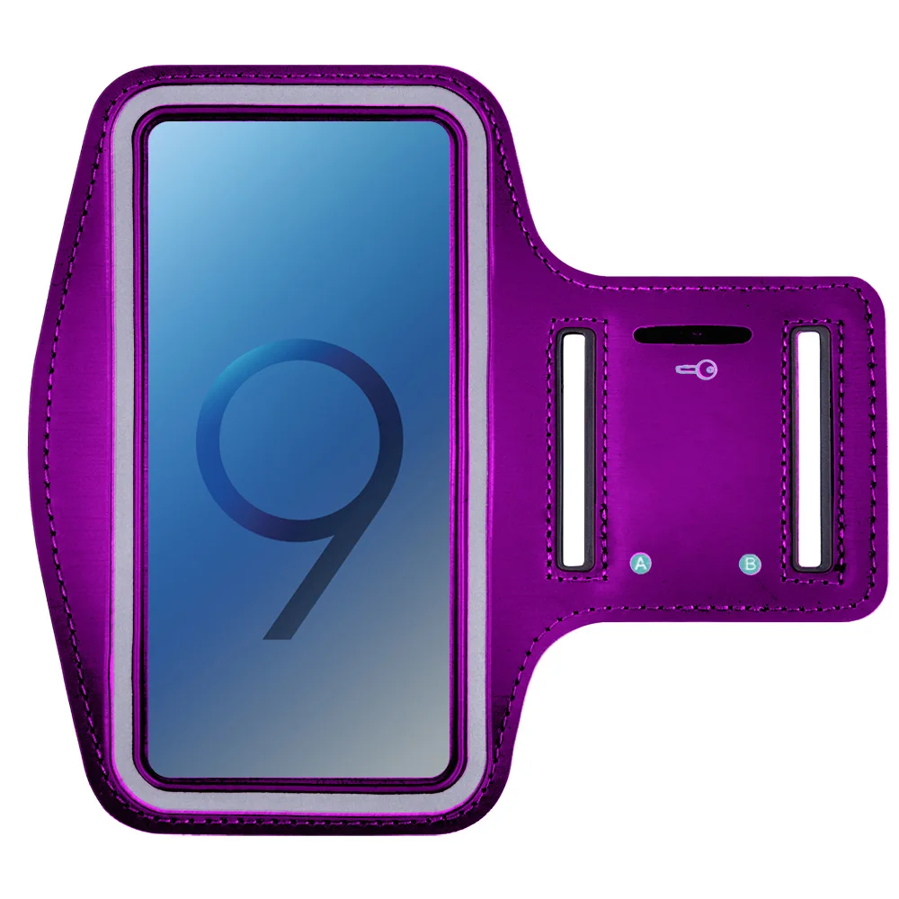 Фиолетовый Универсальный спортивный нарукавник для телефона samsung Galaxy S10 S9 S8 Note10 9 8, чехол для спортивной сумки на руку, чехол для активного отдыха на велосипеде - Цвет: Фиолетовый