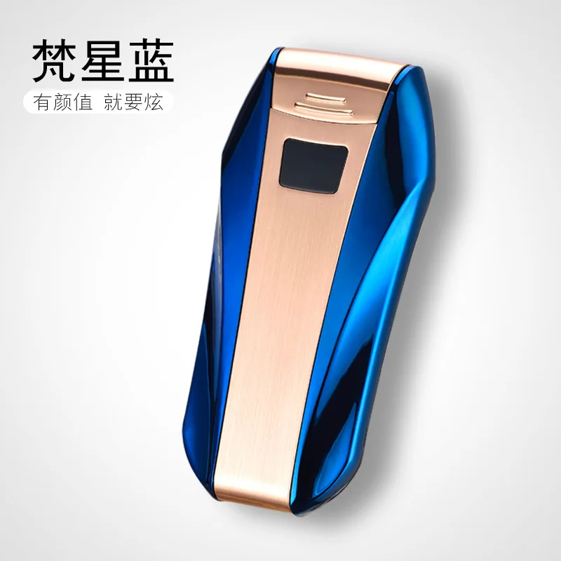 Gold Blue Sanqiao интеллектуальный дисплей двойная дуга Зажигалка металлический отпечаток пальца сенсорный двойной пламени Электронный USB прикуриватель - Цвет: Gold Blue