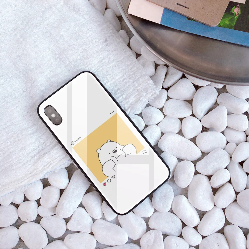 Заказной чехол из закаленного стекла для телефона для iphone 11 Pro XS MAX XR 5 5S SE чехол Мы Голые Медведи DIY чехол для iphone 8X7 Plus 6s capa - Цвет: 20426