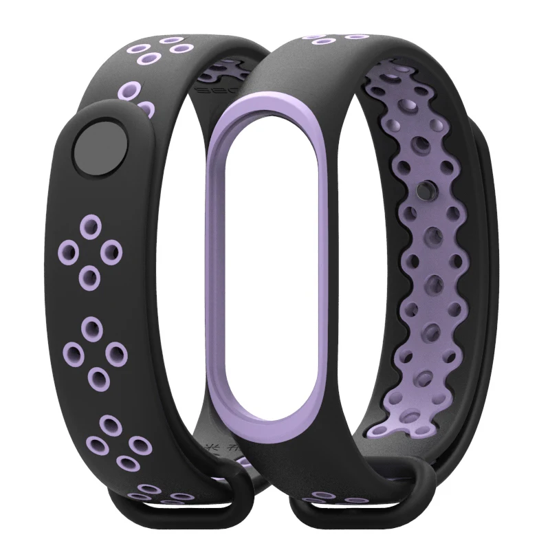 Mi Band 4 ремешок на запястье для Xiaomi mi band 3 спортивный силиконовый браслет для Xiaomi mi band 2 Band 3 Смарт-часы - Цвет: BlackPurple