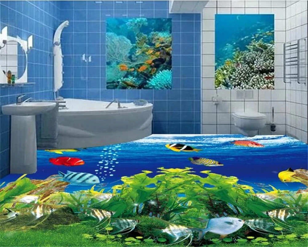 Обои beibehang для домашнего декора 3d обои подводного мира тропические рыбы 3D ванной