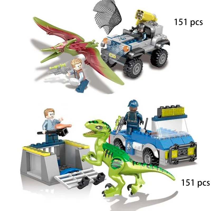2019 Compatible Legoed World Jurassic Sets 4 Park 3 Dinosaurs Toys Raptors T-Rex Blocks Kits Building Bricks Child Boy Kids Blue | Игрушки и