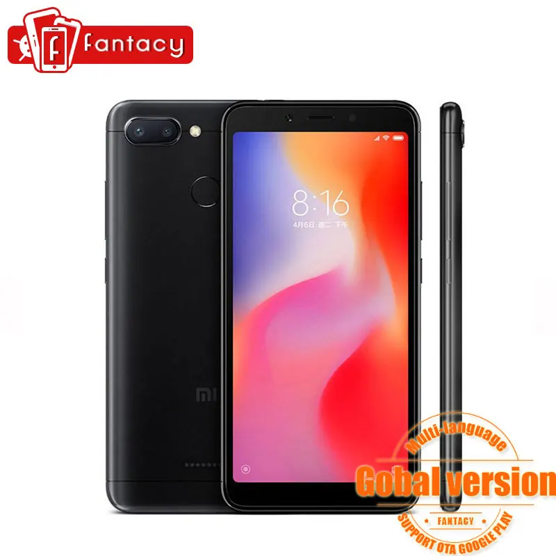 Глобальная версия Xiaomi Redmi 6 3 GB 64 5 45 ''HD полный Экран 18:9 AI лицо MTK Helio P22