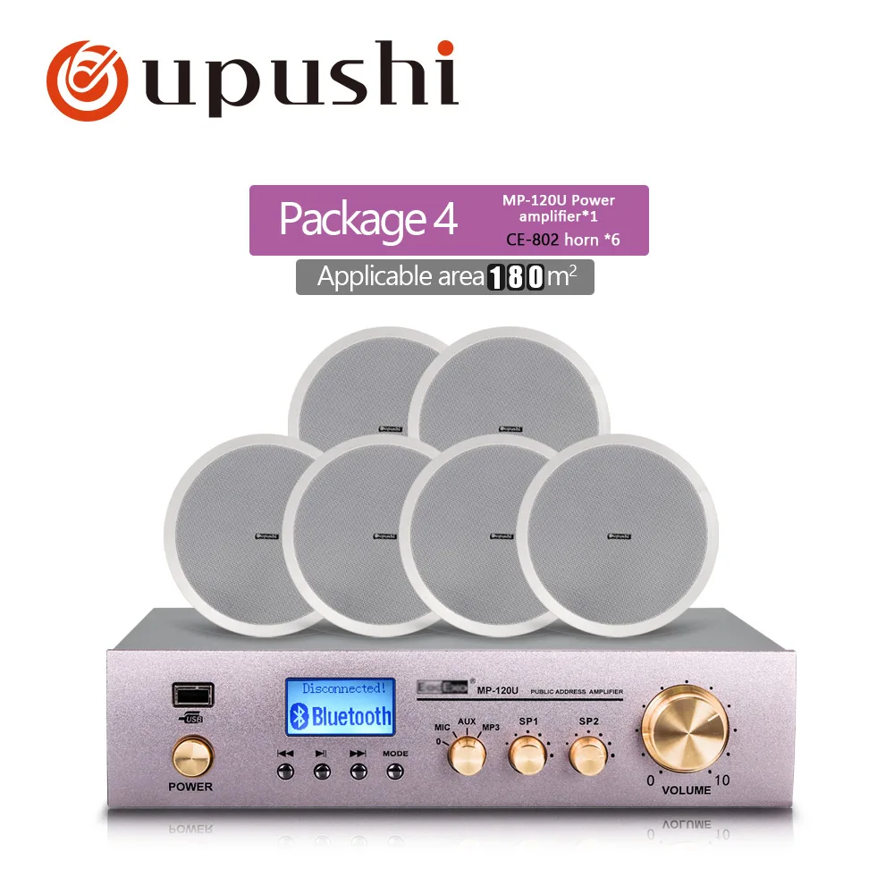 bundle 4 Bluetooth усилитель динамики 120 Вт Цифровой стерео Музыка Аудио oupushi 2 зоны усилитель мощности с fm usb mp3 система общественного адреса - Цвет: bundle 4