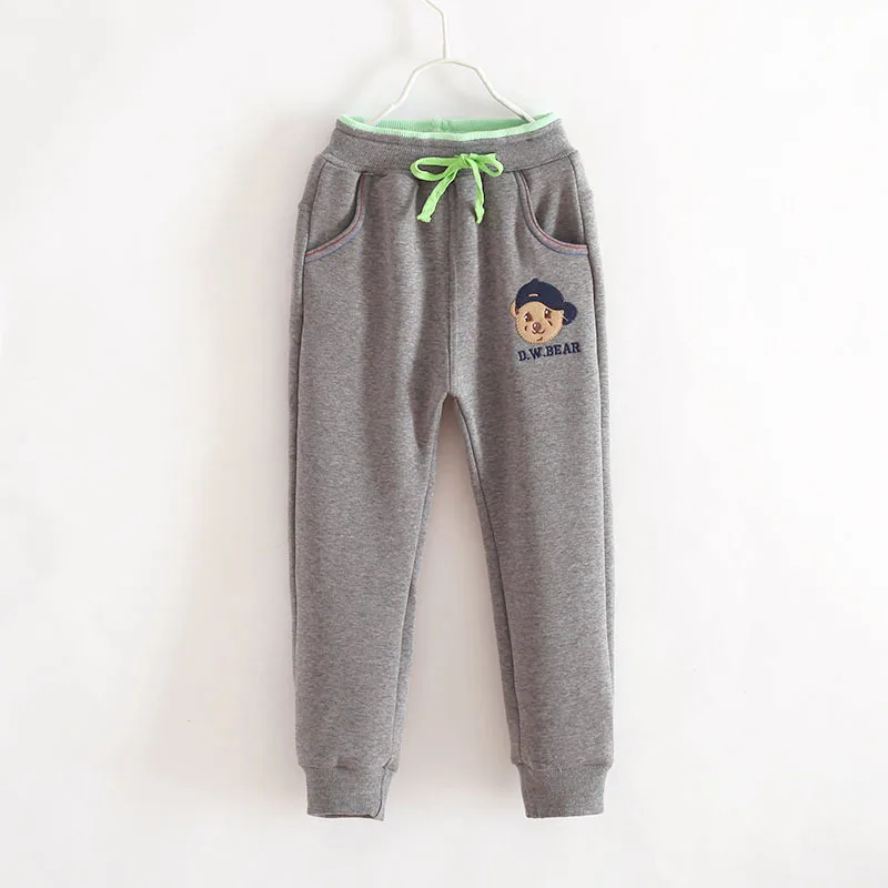 2017 Fashion Warm Fleece Lined Thick Casual Girl Pants Loose Sports Cute Cartoon Bear Trousers 6-13T | Детская одежда и обувь