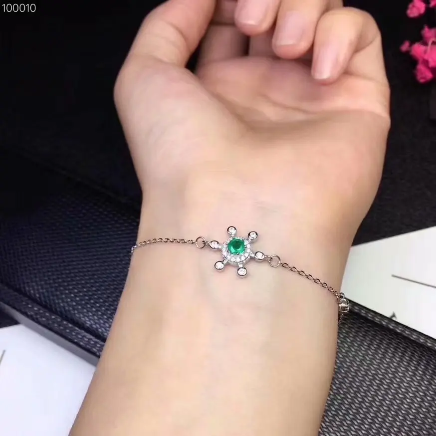 Natural emerald bracelet 925 sterling silver Fashion style Emerald Precious stones | Украшения и аксессуары