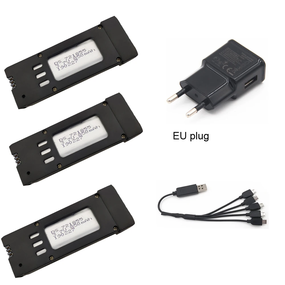 3,7 в 850 мАч литий-полимерный аккумулятор 721855 с зарядным устройством USB для E58 JY019 S168 GD88 L800 для радиоуправляемого квадрокоптера, запасные части, оптовая продажа