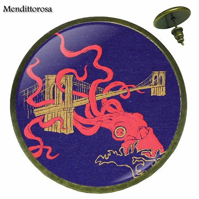 Красный осьминог Роскошные брендовые ювелирные изделия со стеклом кабошон для