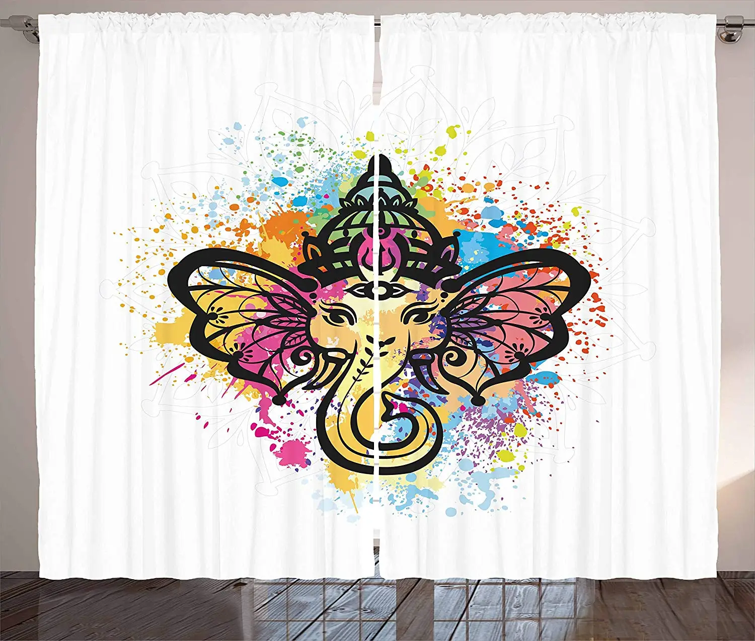 Цветные шторы в стиле Восточной мандалы животные портреты на красочной краске