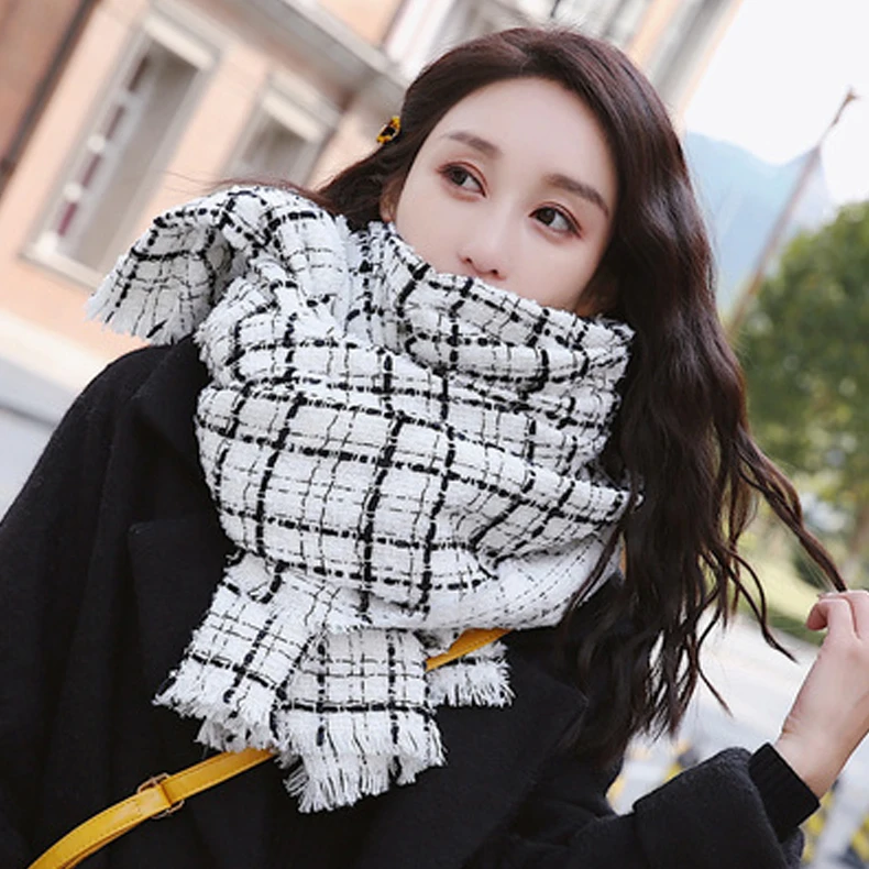 Warm Women Scarves Stoles Elegant Plaid Shawl cashmere Scarf Muslim Hijab Beach Blanket Face Shield Foulard YR008 | Аксессуары для