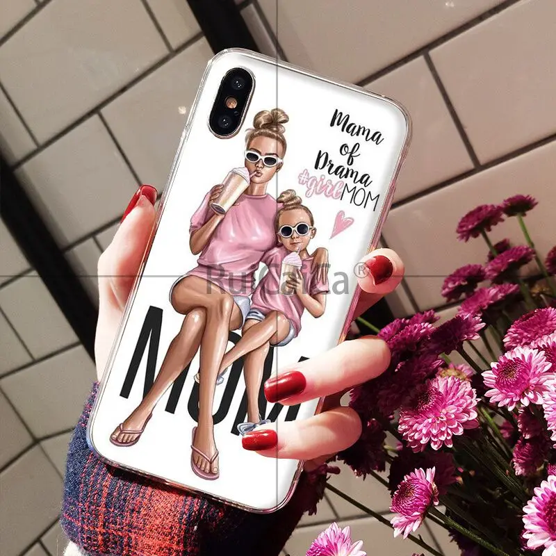 Ruicaica модные черные для мамы и дочки Coque в виде ракушки чехол телефона Apple iPhone 8 7 6 S