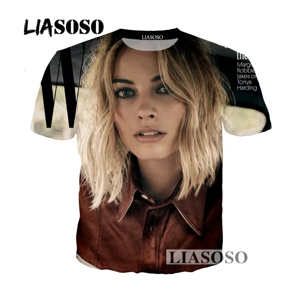 LIASOSO последняя летняя футболка для мужчин и женщин Margot Robbie с 3D принтом