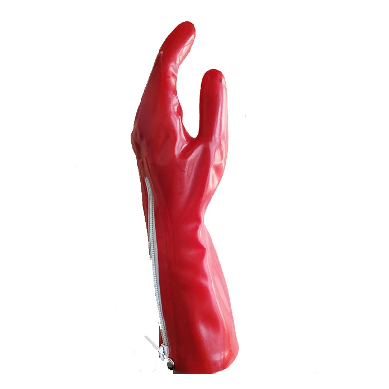 Новинка 2019 латексные перчатки красные с пятью пальцами белой молнией легко