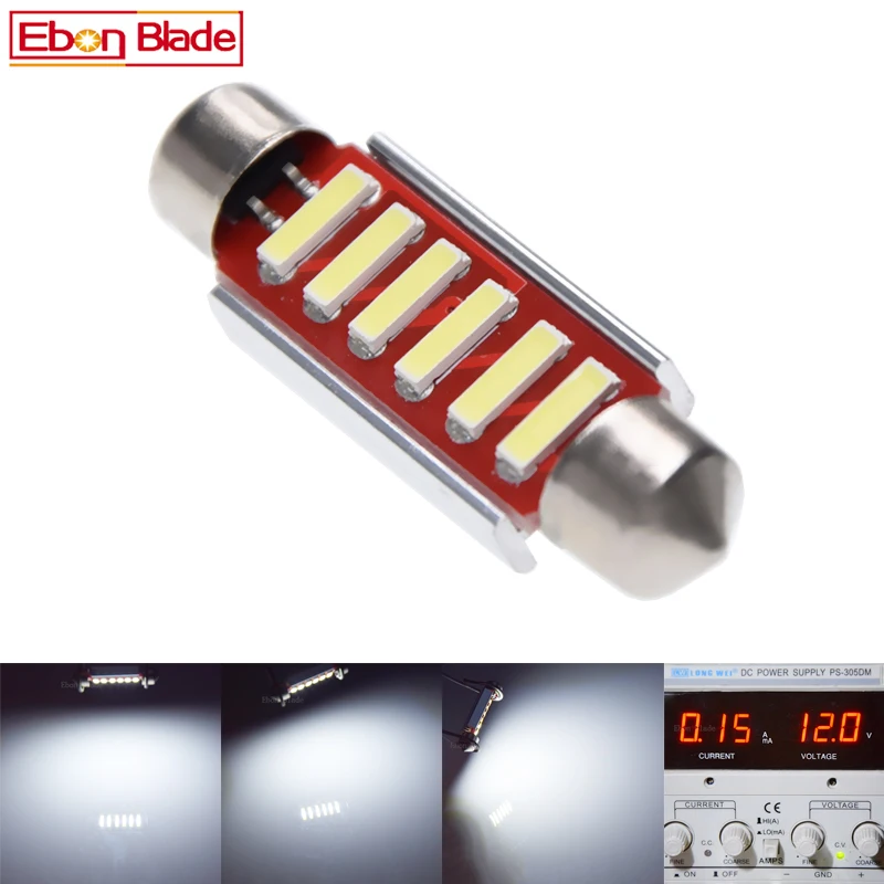 

10 x Cool White Canbus 38mm 39mm 6 SMD Festoon SV8,5 C10W 264 7020 LED Interior Reading Bulbs Car License Plate Light 12V DC