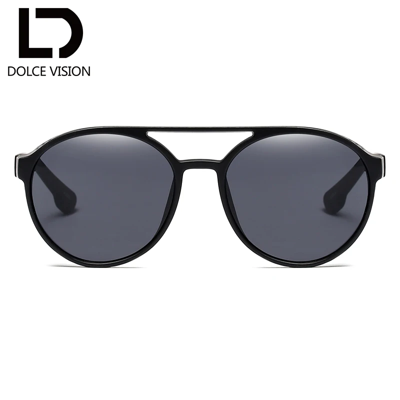 Dolce vision Круглые Солнцезащитные очки Классические солнцезащитные очки мужские двойной мост Черный прохладных оттенков Высококачественная брендовая одежда дизайн солнцезащитные очки для мужчин Óculos