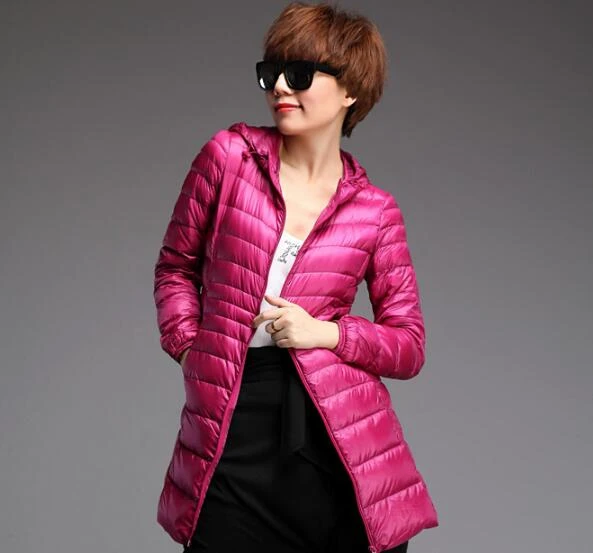 women down coat 2018 winter new jacket hooded duck goose ultra thin big size plus puffer windproof female girls outwear parka | Женская