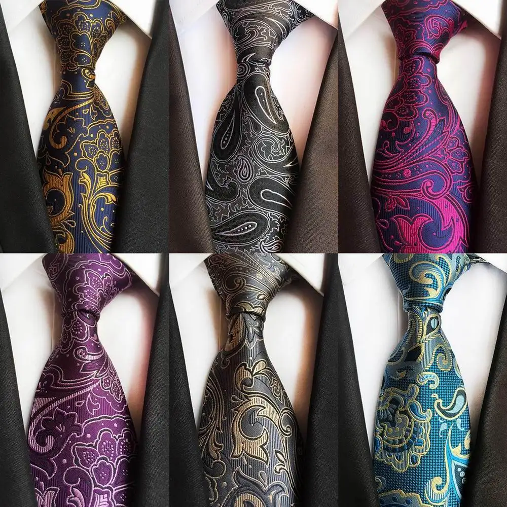 

SKng New Fashion Quality 8cm Men Tie Paisley Necktie For Men Jacquard Woven Silk Tie Corbatas Hombre Suit For Wedding Party