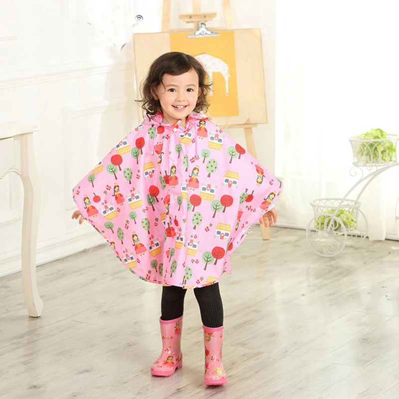 Детская одежда из полиэстера для мальчиков и девочек розовый плащ-дождевик с