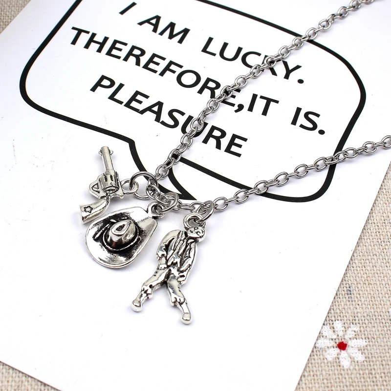 

XKXLHJ 2019 New THE WALKING DEAD Gun and Hat, Zombie Pendant Fashion Jewelry Necklace
