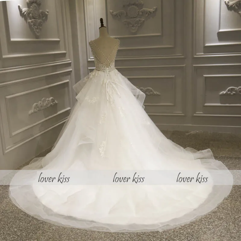 Любовник Поцелуй кружева Vestidos De Noiva 2021 гофрированные свадебные платья размера