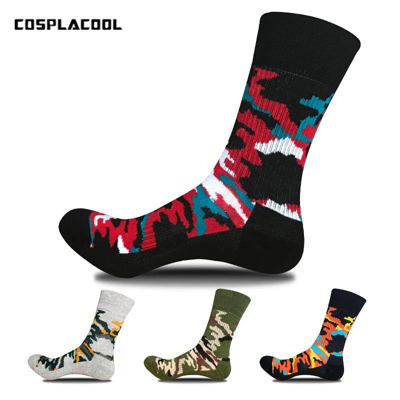 

[COSPLACOOL]High Quality Camouflage Terry Sokken Movement Reduce Pressure Seismic Massage Men Socks Riding Towel Unisex Meias