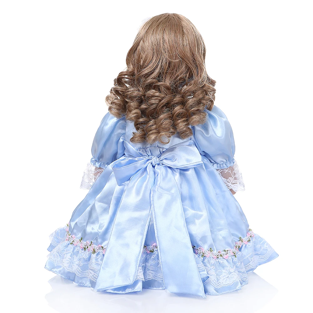 60 см reborn baby girl doll принцесса с длинными вьющимися светлыми волосами кукла игрушка