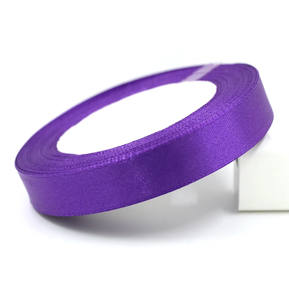 35Purple 25 ярдов/рулона твердая цветная корсажная лента с одиночными шопкинами атласных лент для свадьбы упаковка поставки DIY 6/10/12/15/20/25/38 мм - Цвет: 35Purple