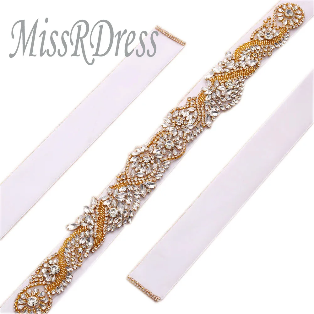 MissRDress пояс для свадьбы ручной работы с кристаллами и бусинами золотой со