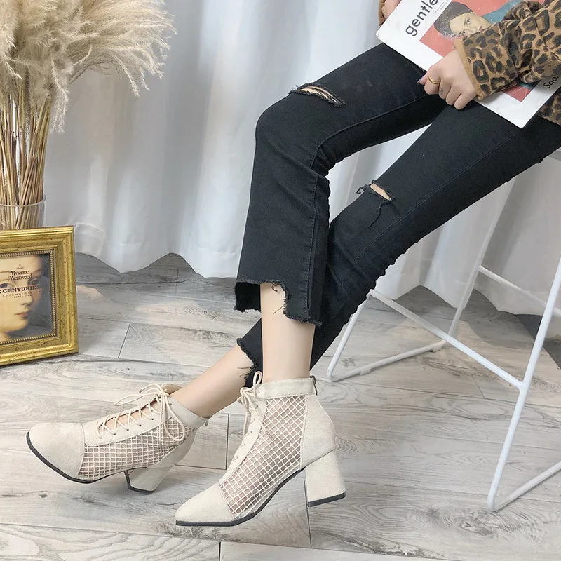 Женские ботинки Martin на высоком квадратном каблуке Новинка лета 2019 | Обувь