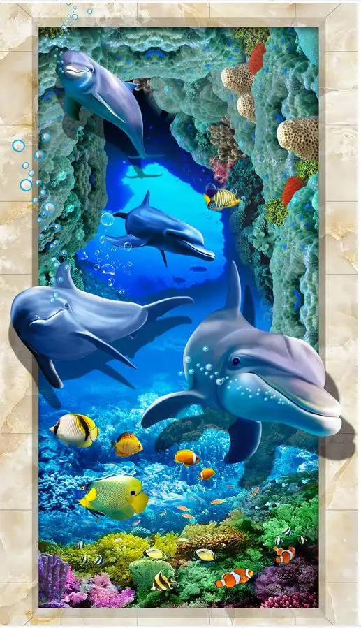 Домашний Декор 3D стереоскопический морской мир ПВХ водонепроницаемый пол обои