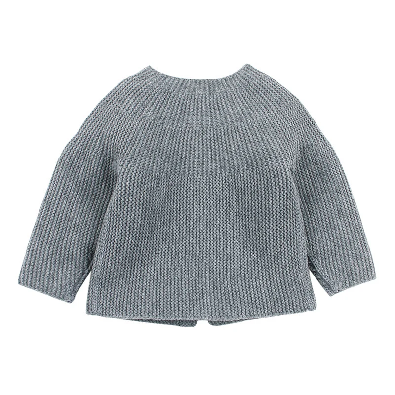 Детский вязаный кардиган унисекс Повседневный свитер с круглым вырезом для