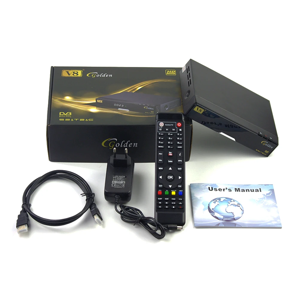 V8 Золотой спутниковый ресивер DVB-S2/DVB-T2 DVB-C Поддержка веб-ТВ IP ТВ Youtube Youporn хочеш powervu