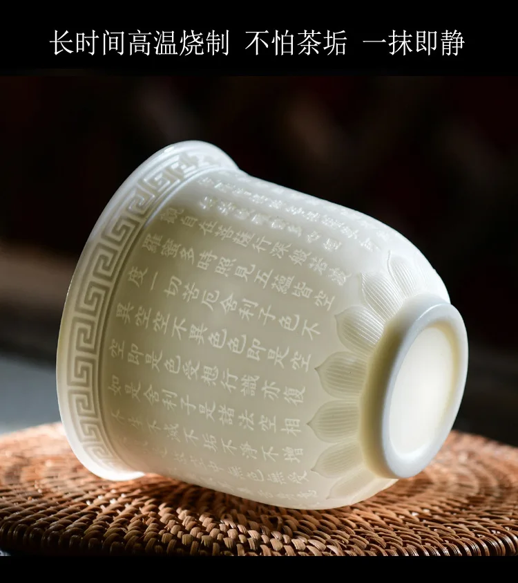 Высокое качество suet jade master cup белый фарфор Dehua керамическое сердце sutra Baifu чайный набор для дома