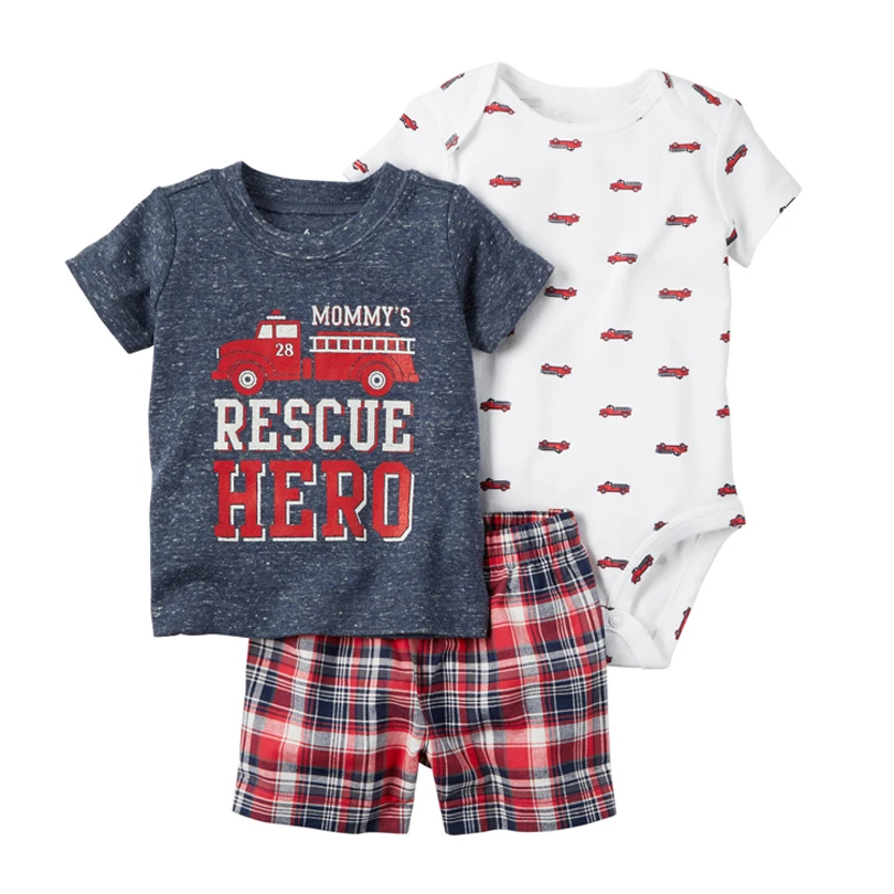 

summer newborn outfit Short sleeve T shirt tops+romper+shorts baby boy clothes set infant clothing 2020 costume new born suit