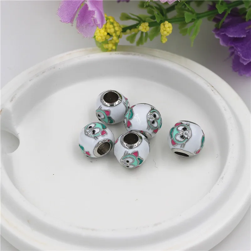 2018 новые белые Капельное масло С рисунком бусинки с большими отверстиями