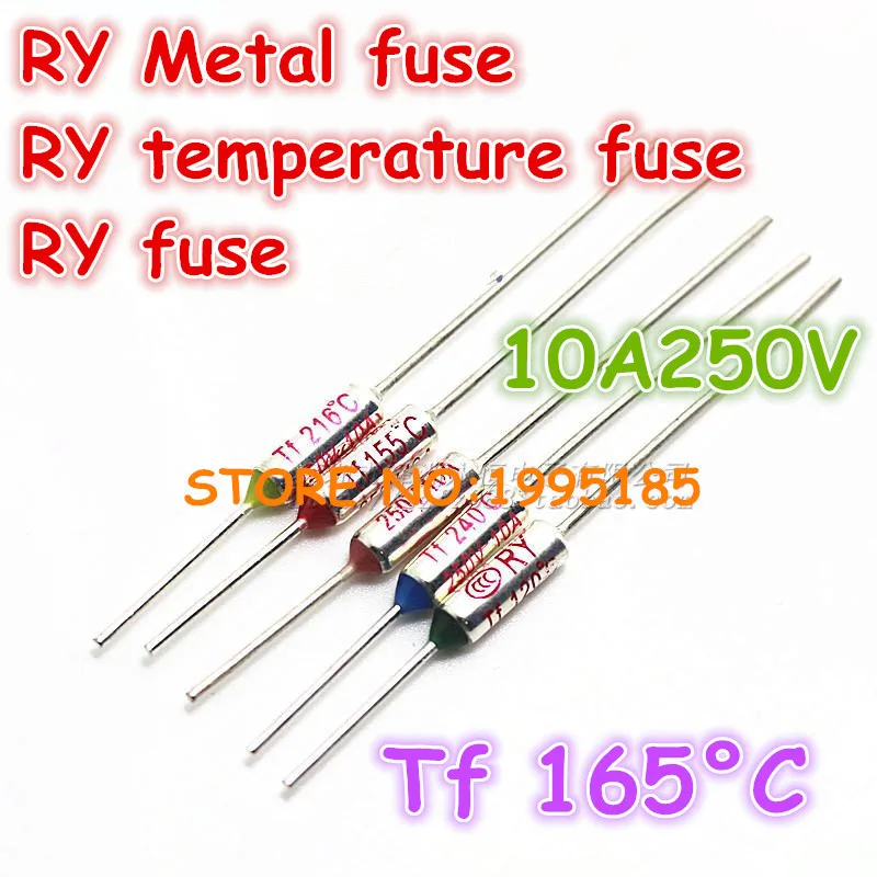 RY 50 шт./лот новый Micro тепловой плавкий предохранитель 10A250V Tf 165 градусов TF165 C мини