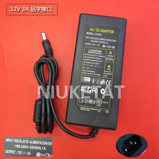 DC 12V 3A AC 100-240V Светодиодный светильник адаптер питания светодиодный блок питания адаптер для 5050 2835 светодиодный полосы 12V3A без линии реального 3A