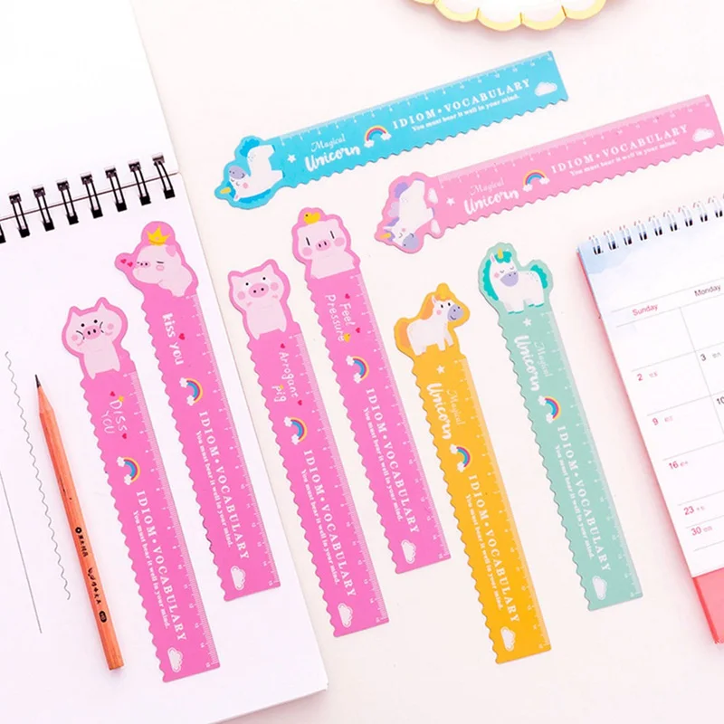 1 шт. Магнитная линейка с единорогом Kawaii Канцелярские товары новинка милые линейки студенческие мягкие дизайнерские линейки набор правил черчения школьные принадлежности