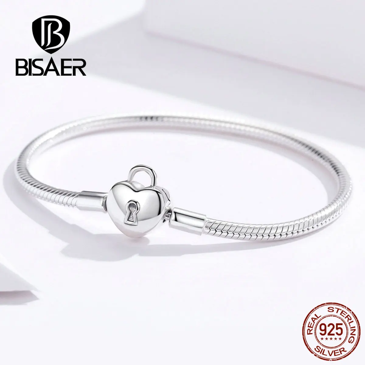 BISAER,, 925, серебряные сердечки, буква А, розовая вечность, любовь, высокое качество, змеиная цепочка, очаровательный браслет, сделай сам, изготовление ювелирных изделий HSB140