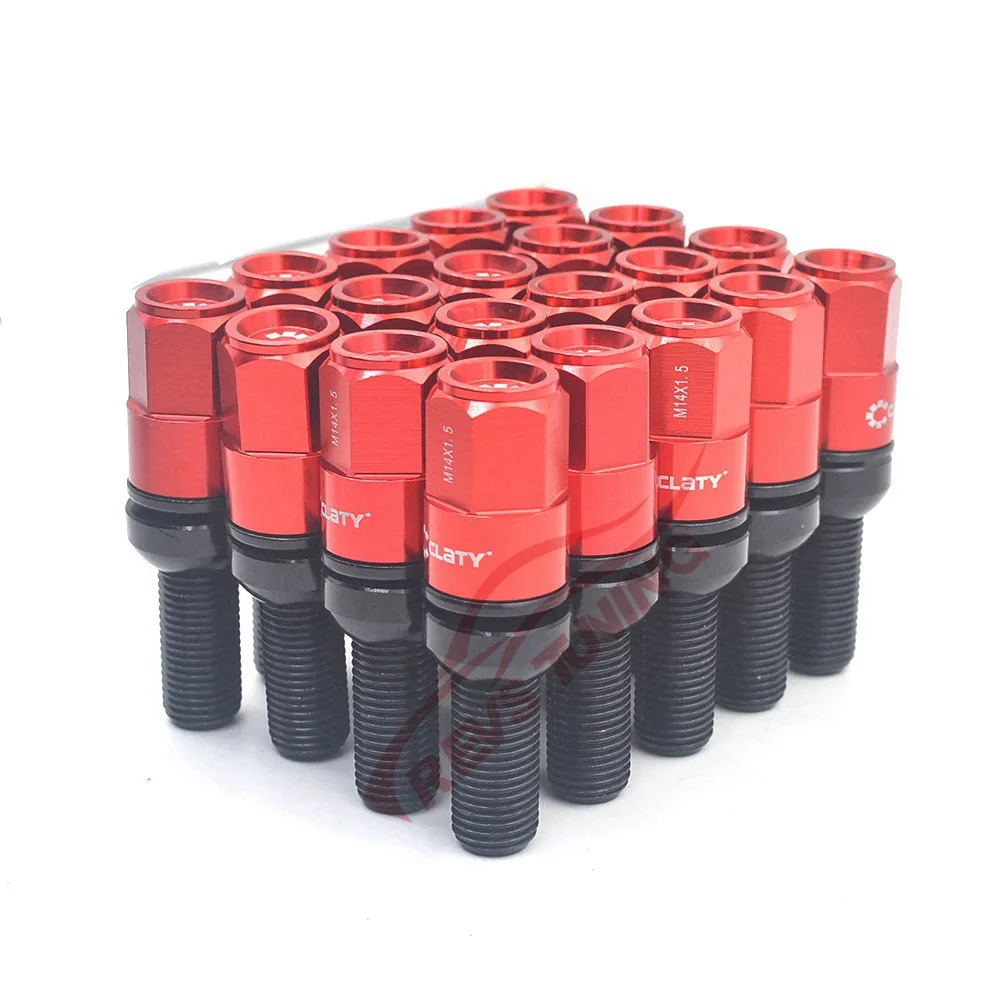 20 шт. M14X1.5 M14X1.25 M12X1.5 M12X1.25 класс 12,9 высокопрочная сталь гоночный стиль болт колеса автомобиля Блокировка колеса гайка - Название цвета: Красный