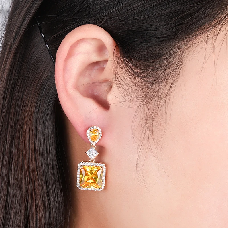 Новые модные серьги GAOLA с блестящими растениями и микрозакрепкой квадратными