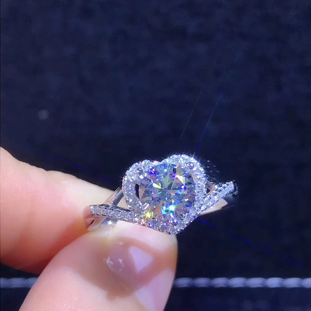 Серебряное кольцо Moissanite 1ct D VVS роскошное свадебное кольцо Moissanite для женщин