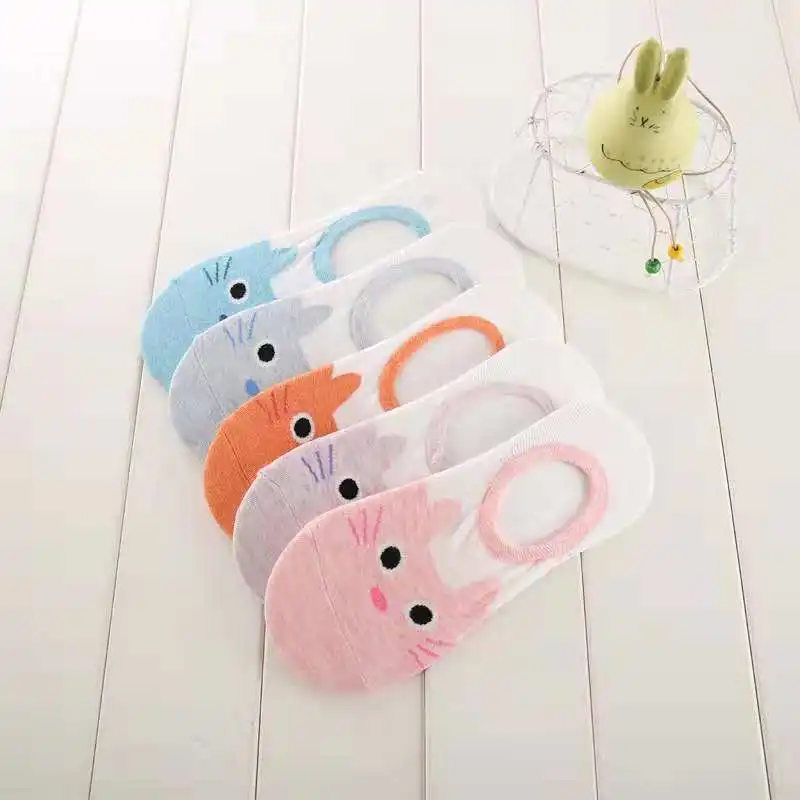 Cat warm and comfortable cotton bamboo socks with low ankle invisibility | Женская одежда